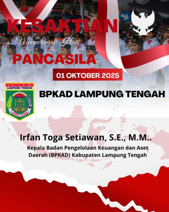 BPKAD Lampung Tengah, Mengucapkan Selamat Hari Kesaktian Pancasila 1 Oktober 2025